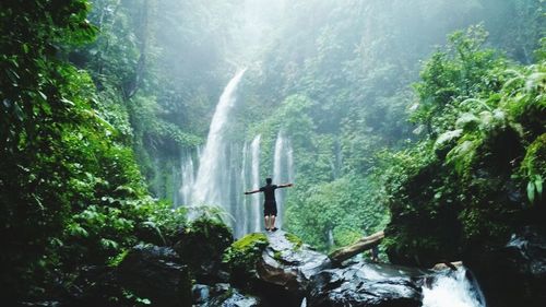 Scenic view of waterfall