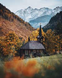 Building against sky during autumn