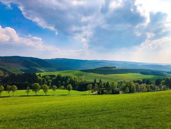 Scenic view of field against sky