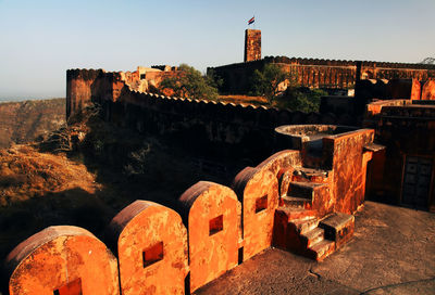 High angle view of jaigarh fort against clear sky