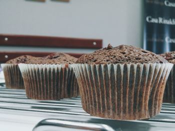 Close-up of cupcakes on table