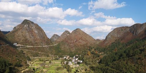 Scenic view of mountains against sky