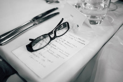 Close-up of water on table