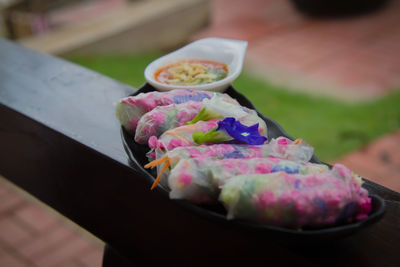 High angle view of food on table