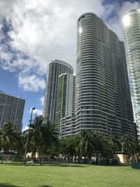 Low angle view of buildings against sky