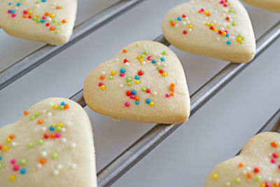 Close-up of heart shaped cookies