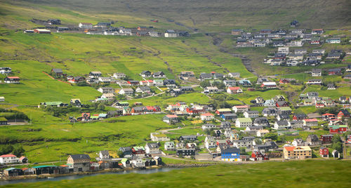 High angle view of green landscape