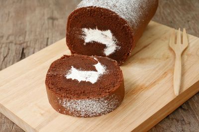 Close-up of wooden cake