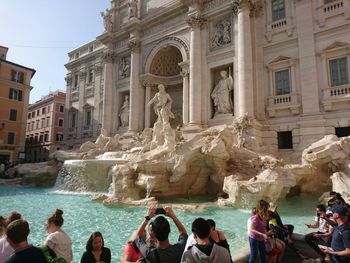 Group of people in front of building