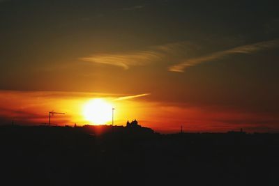 Scenic view of silhouette orange sky during sunset