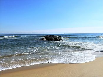 Scenic view of sea against clear sky