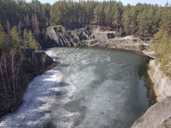 View of river flowing through rocks