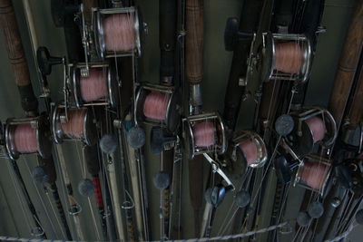 Close-up of fishing rods