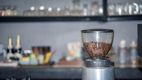 Close-up of coffee served on table in cafe