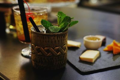 Close-up of drink on table