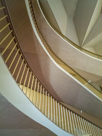 High angle view of spiral staircase in building