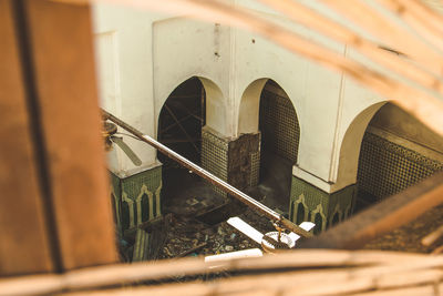 Close-up of abandoned building