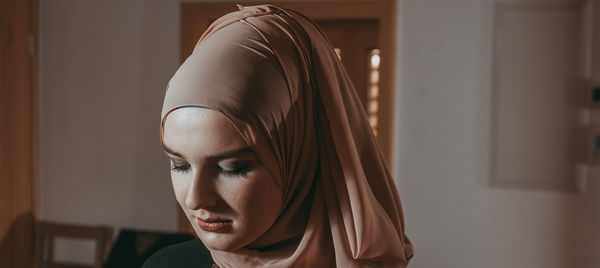 Close-up portrait of young woman