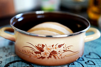 Close-up of coffee cup on table