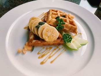 High angle view of meal served in plate