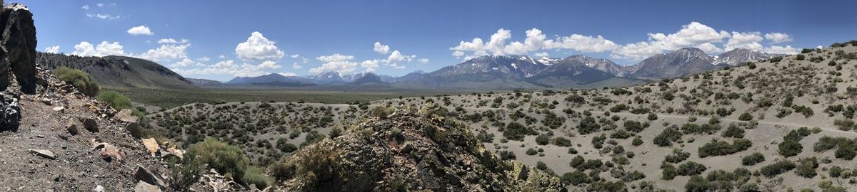 Scenic view of rocky mountains against sky