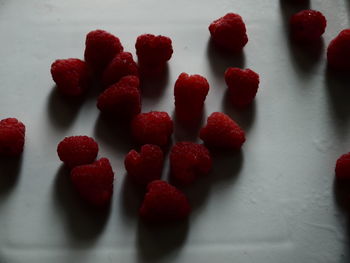 Close-up of strawberries on table