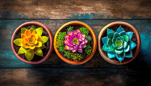 Directly above shot of potted plant on table