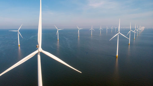 Low angle view of wind turbine