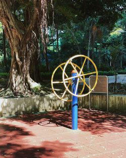 Bicycle wheel in park