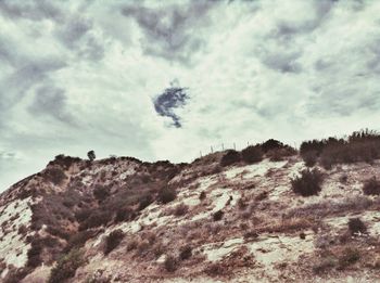 Scenic view of mountains against cloudy sky