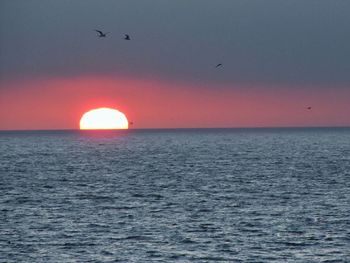 Scenic view of sea at sunset