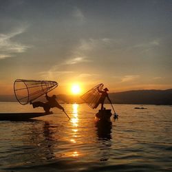 Scenic view of sunset over sea