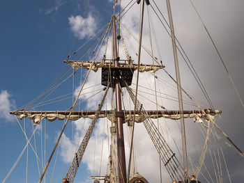 Low angle view of ship against sky