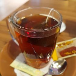 Close-up of tea served on table