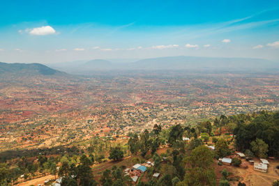 High angle view of townscape against sky