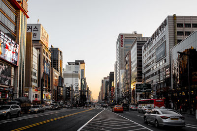 Traffic on road in city