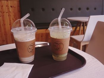 Close-up of coffee served on table