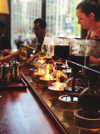 People on table in restaurant