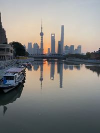 Reflection of buildings in water