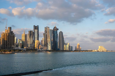 The skyline of doha city center, qatar, middle east.