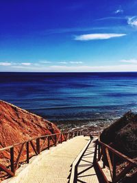 Scenic view of sea against blue sky