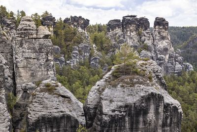 View of castle on rock formation