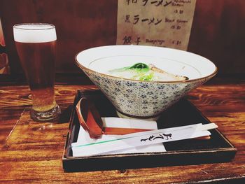 View of drink on table