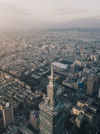 High angle view of cityscape against sky