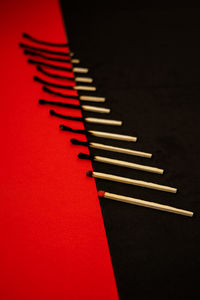 High angle view of piano keys