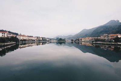 Reflection of town in water