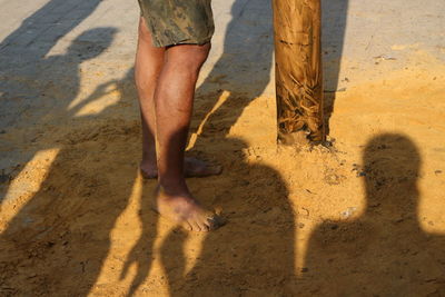 Low section of person standing on beach