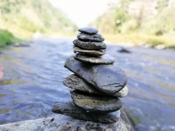Stack of pebbles in water