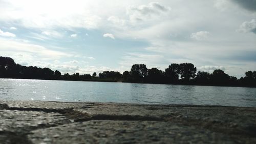 Scenic view of lake against sky