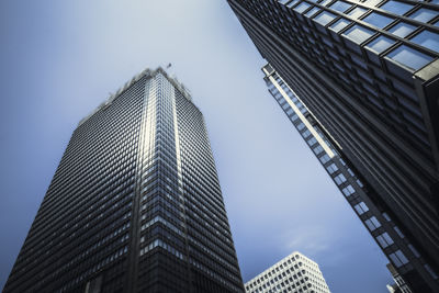 Low angle view of modern building against clear sky